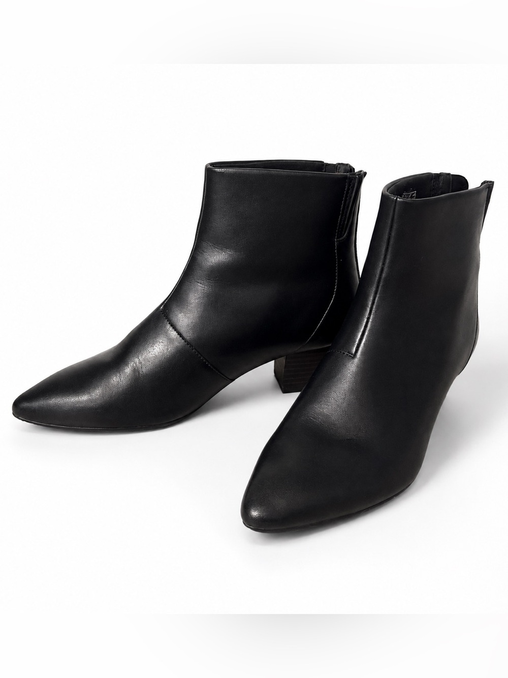 Clarks Black Leather Ankle Boots with Low Block Heel